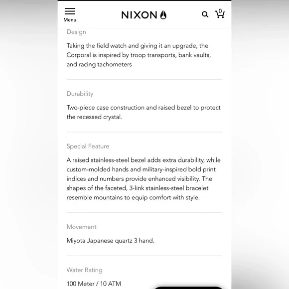Nixon corporal stainless watch in gunmetal with orange accents. - Picture 5 of 6